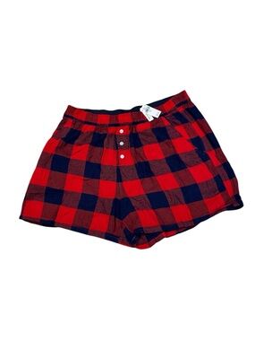 Aerie Women’s Lounge Plaid Flannel Boxer Pajama Shorts NWT Size Medium